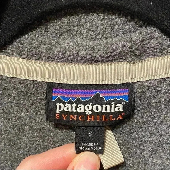 Patagonia Synchilla Snap T Grey/Peach Orange Fleece Size Small - Picture 7 of 10